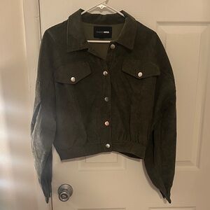 Fashion Nova Dark Green Corduroy Utility Jacket